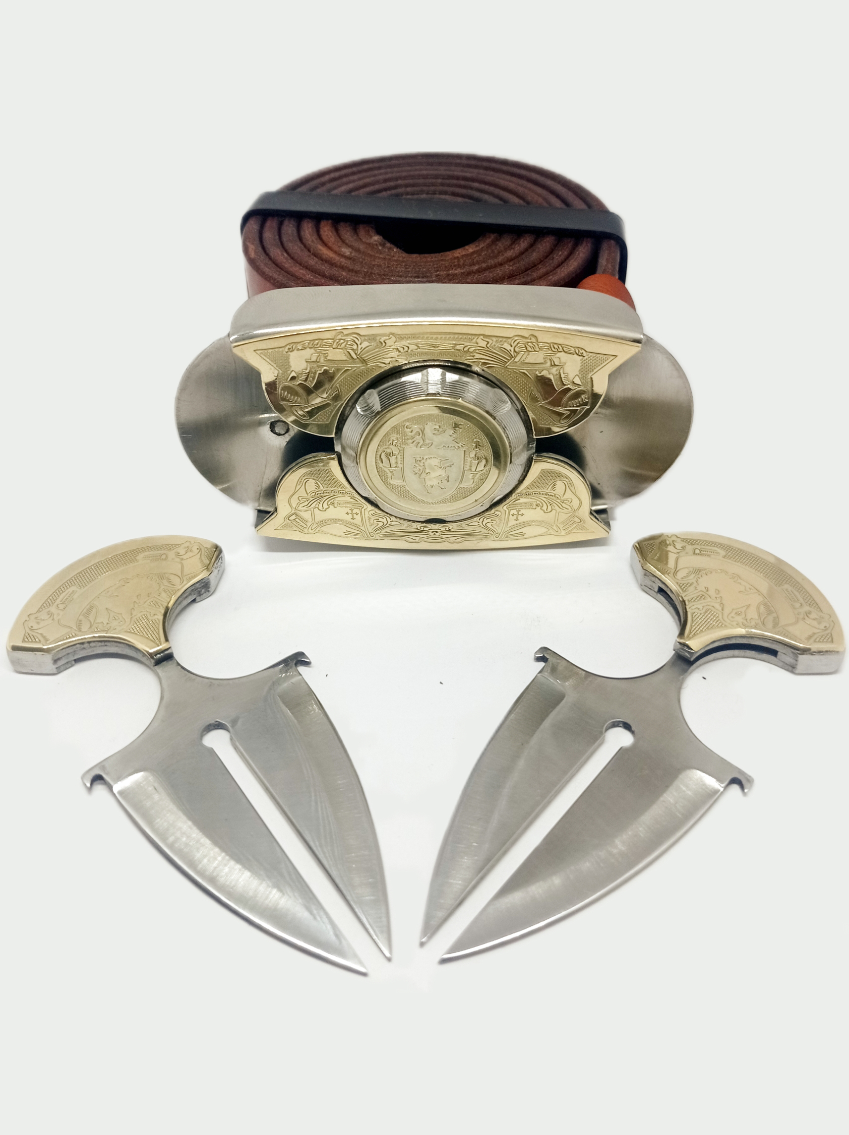 Buckle-knife belt "KNIGHT", series Laser Brass