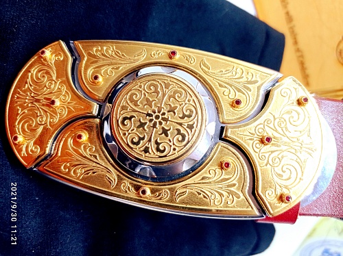 Buckle-knife belt &amp;quot;PATTERN-3.Corundum&amp;quot;, series GOLD / Zlatoust