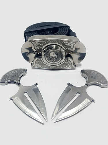 Buckle-knife belt &amp;quot;SKULL&amp;quot;, series Laser Stainless Steel