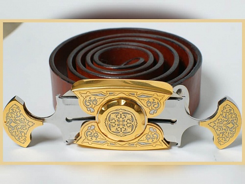 Buckle-knife belt &amp;quot;PATTERN-2&amp;quot;, series GOLD / Zlatoust