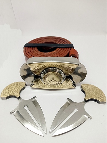 Buckle-knife belt &amp;quot;ISLAM&amp;quot;, series Laser Brass