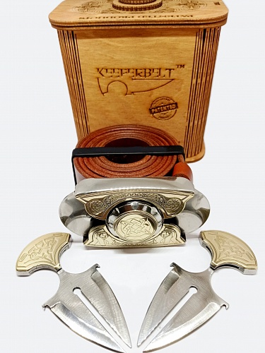 Buckle-knife belt &amp;quot;SVAROG&amp;quot;, series Laser Brass