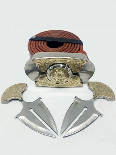 Buckle-knife belt &amp;quot;ORTHODOXY&amp;quot;, series Laser Brass