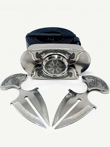 Buckle-knife belt &amp;quot;CelticCross 2&amp;quot;, series Laser Stainless Steel
