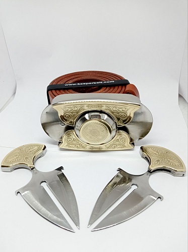 Buckle-knife belt &amp;quot;GOTIKA&amp;quot;, series Laser Brass