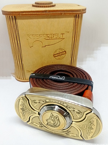Buckle-knife belt &amp;quot;HUNTER&amp;quot;, series Laser Brass
