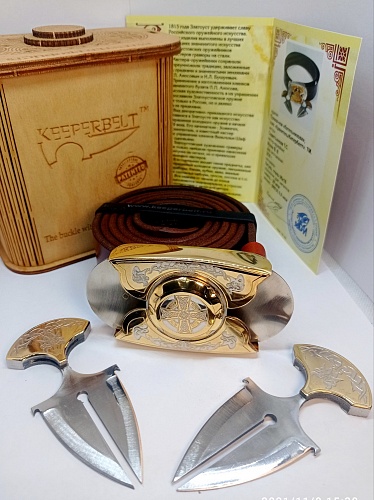 Buckle-knife belt &amp;quot;CELTIC CROSS2&amp;quot;, series GOLD/Zlatoust
