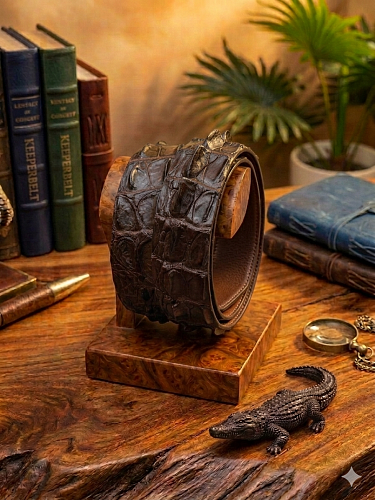  Brown crocodile leather belt