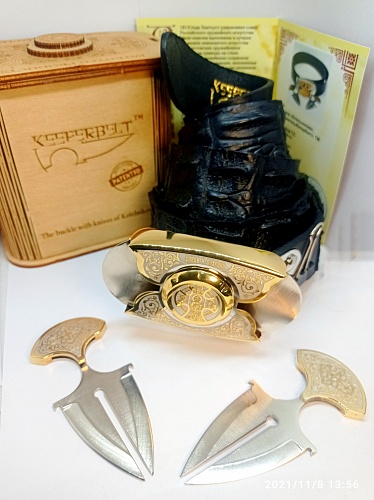 Buckle-knife belt &amp;quot;ORTHODOXY&amp;quot;, series GOLD / Zlatoust