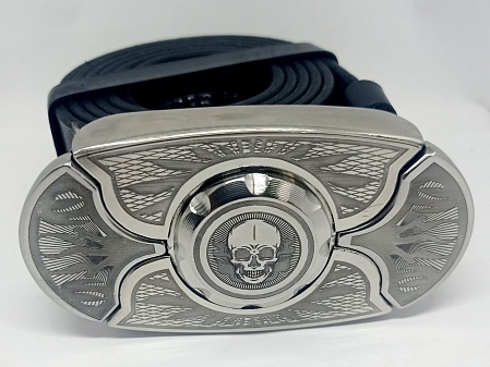 Buckle-knife belt &quot;SKULL&quot;, series Laser Stainless Steel