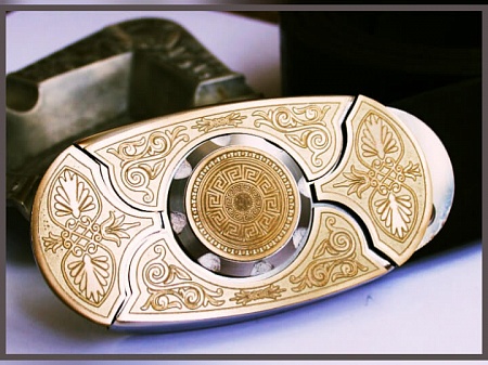 Buckle-knife belt "GOTIKA", series Laser Brass