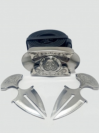 Buckle-knife belt &quot;BIKER-3&quot;, series Laser Stainless Steel