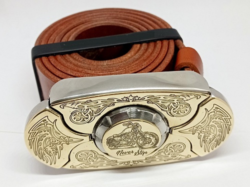 Buckle-knife belt &amp;quot;BIKER-2&amp;quot;, series Laser Brass