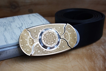 Buckle-knife belt "SQUARE", series Laser Brass